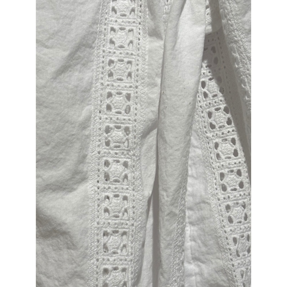 Cotton White Eyelet Lace v-neck peasant tunic top XL 16-18 cottagecore boho - Picture 5 of 10